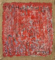 Composizione in rosso - 2007 - Affresco su iuta - cm 100x110